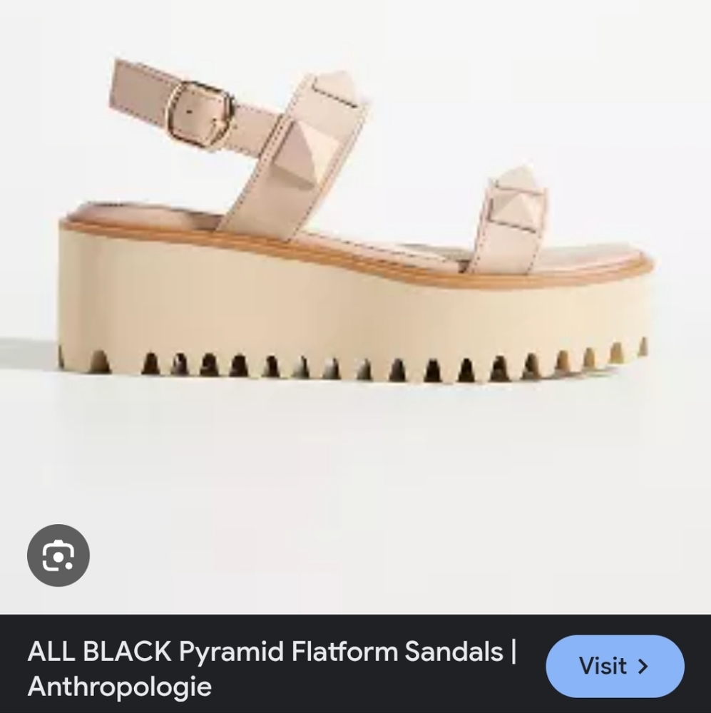 Anthropologie "ALL BLACK" Pyramid Flatform Sandals Sz 38 Or 7.5